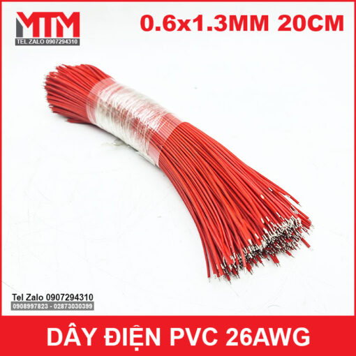 Day Dien 26AWG 20CM Mau Do 200 Soi