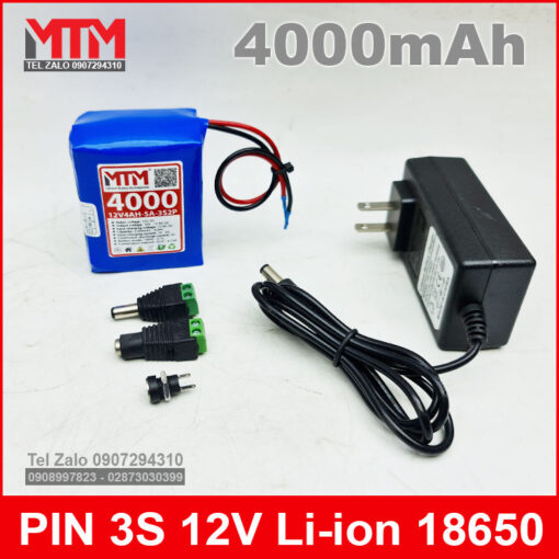 Pin Sac Lithium Li Ion 12v 4000mah 5A Kem Nguon