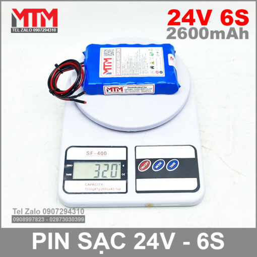 Pin Sac 24V 6S 65A 2600mah 6S1P Khoi Luong