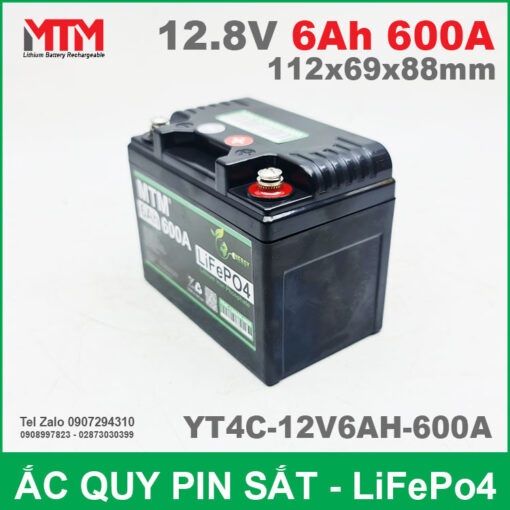 Binh Ac Quy Pin Sat 12V 6Ah 600A YT4C 12V6AH 600A Chinh Hang