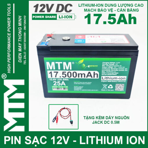 Pin quat den quat tich dien 12V 25A 17500mAh MTM 1